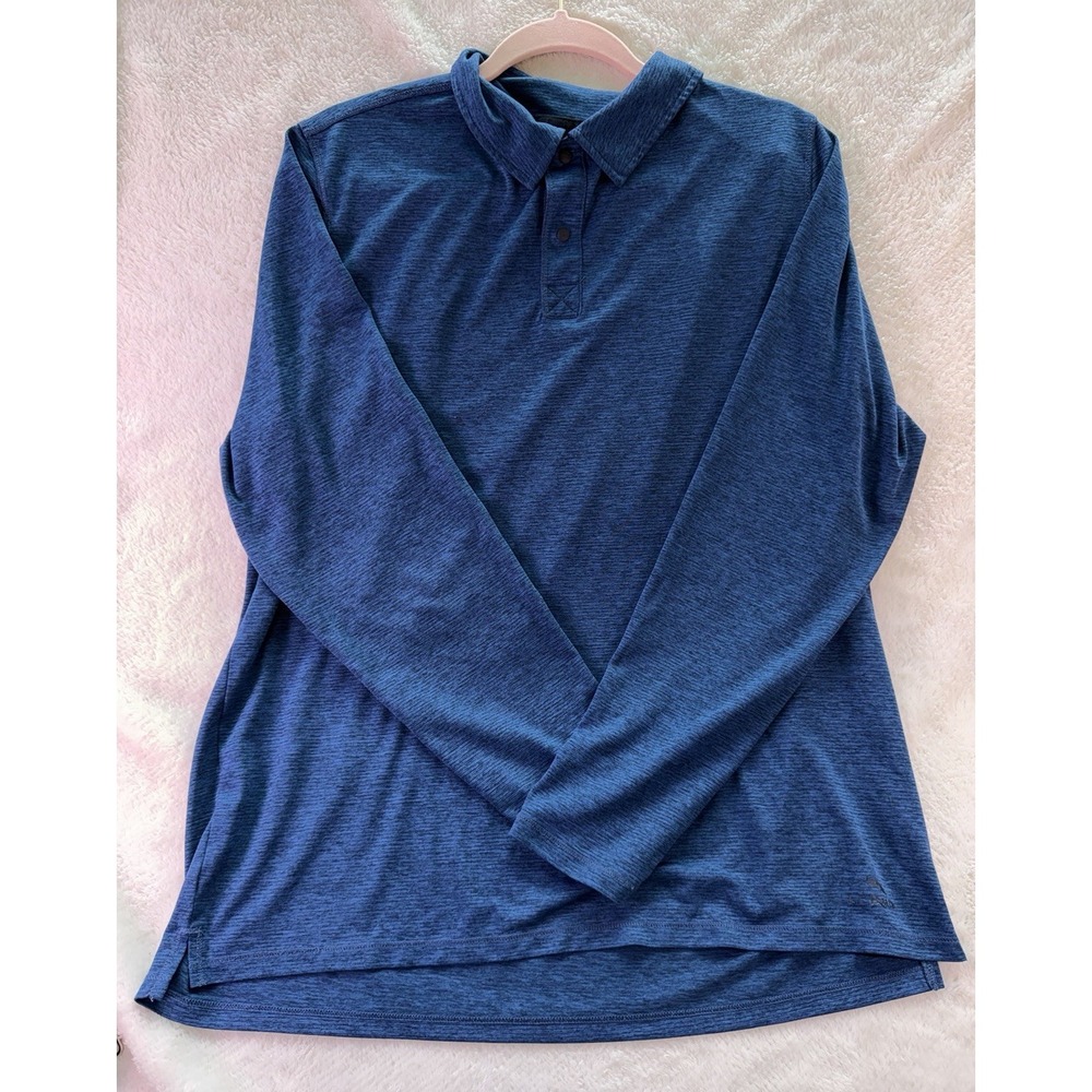 L.L.Bean Men's Blue Long Sleeve Polo Shirt L Regular Slightly Fitted Heathered